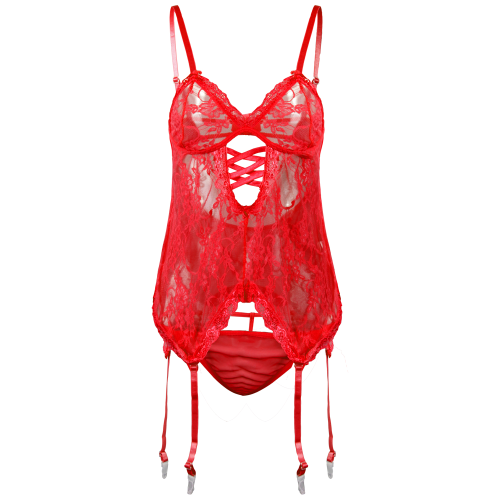 Red Valentine Day Teddies Lingerie Lace Bustiers for Women PQYM7082